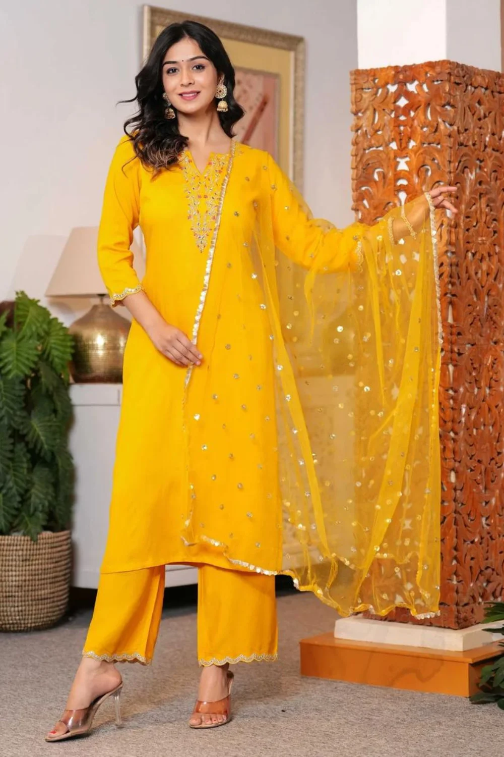 Jaipuri Kurta Palazzo Dupatta Set