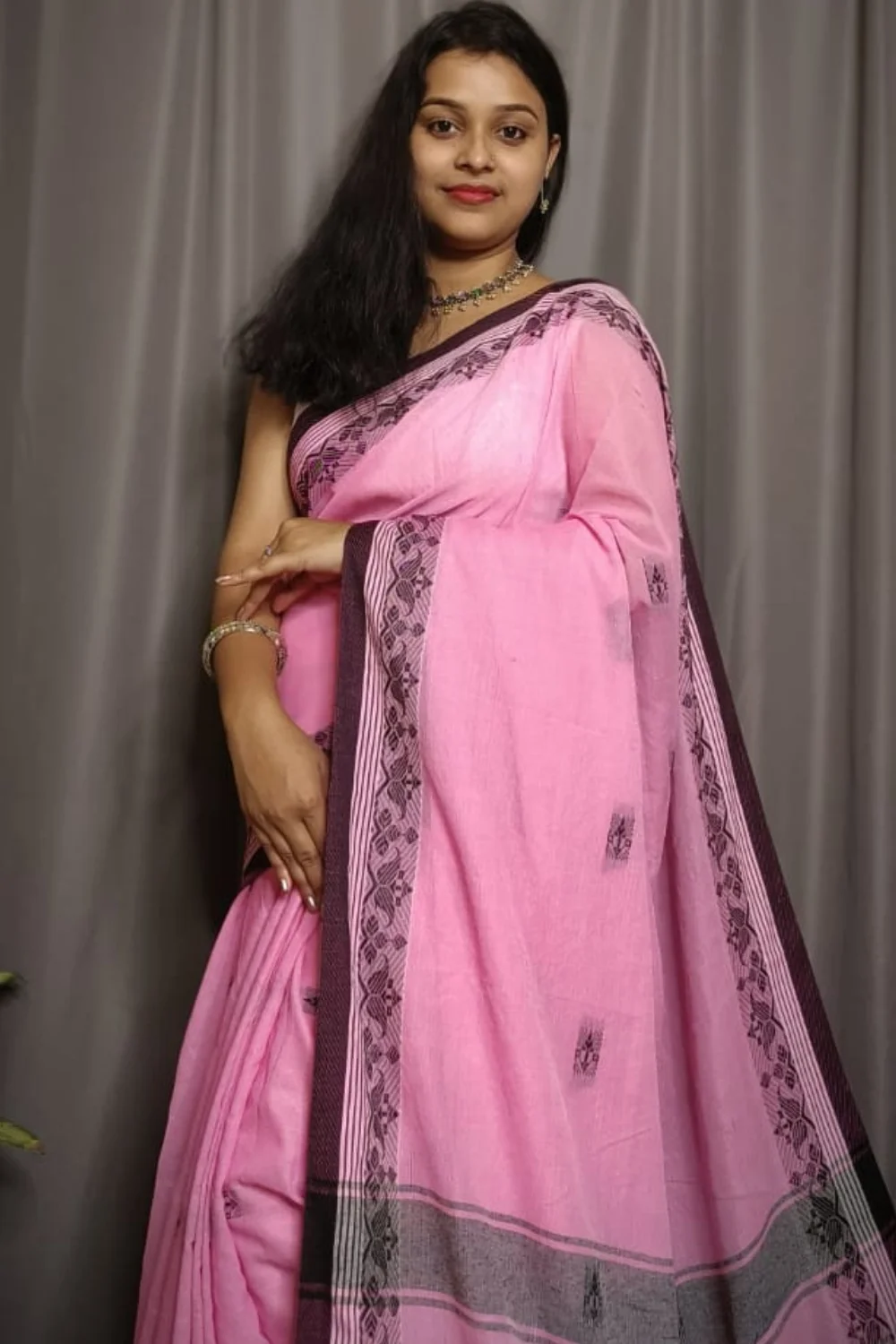 Classic Pink Pure Cotton Saree