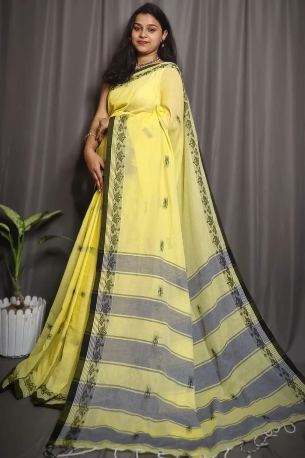 Radiant Yellow Pure Cotton Saree