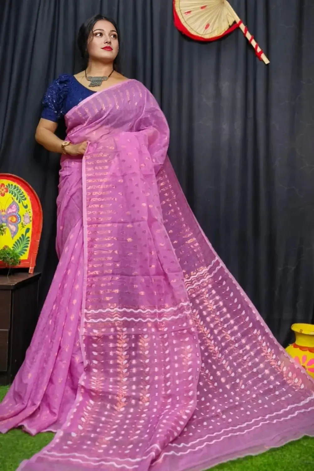 Purple Unique Dhakai Jamdani Saree