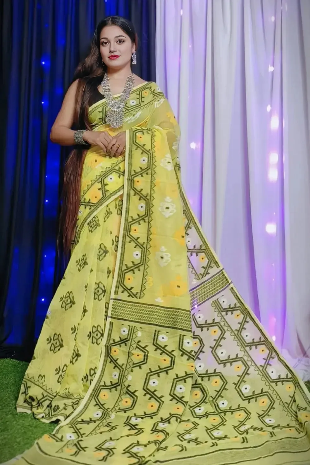 Yellow Dhakai Jamdani Saree