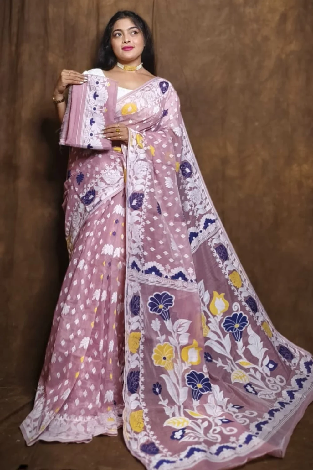 Elegant Mauve Purple Dhakai Jamdani Saree