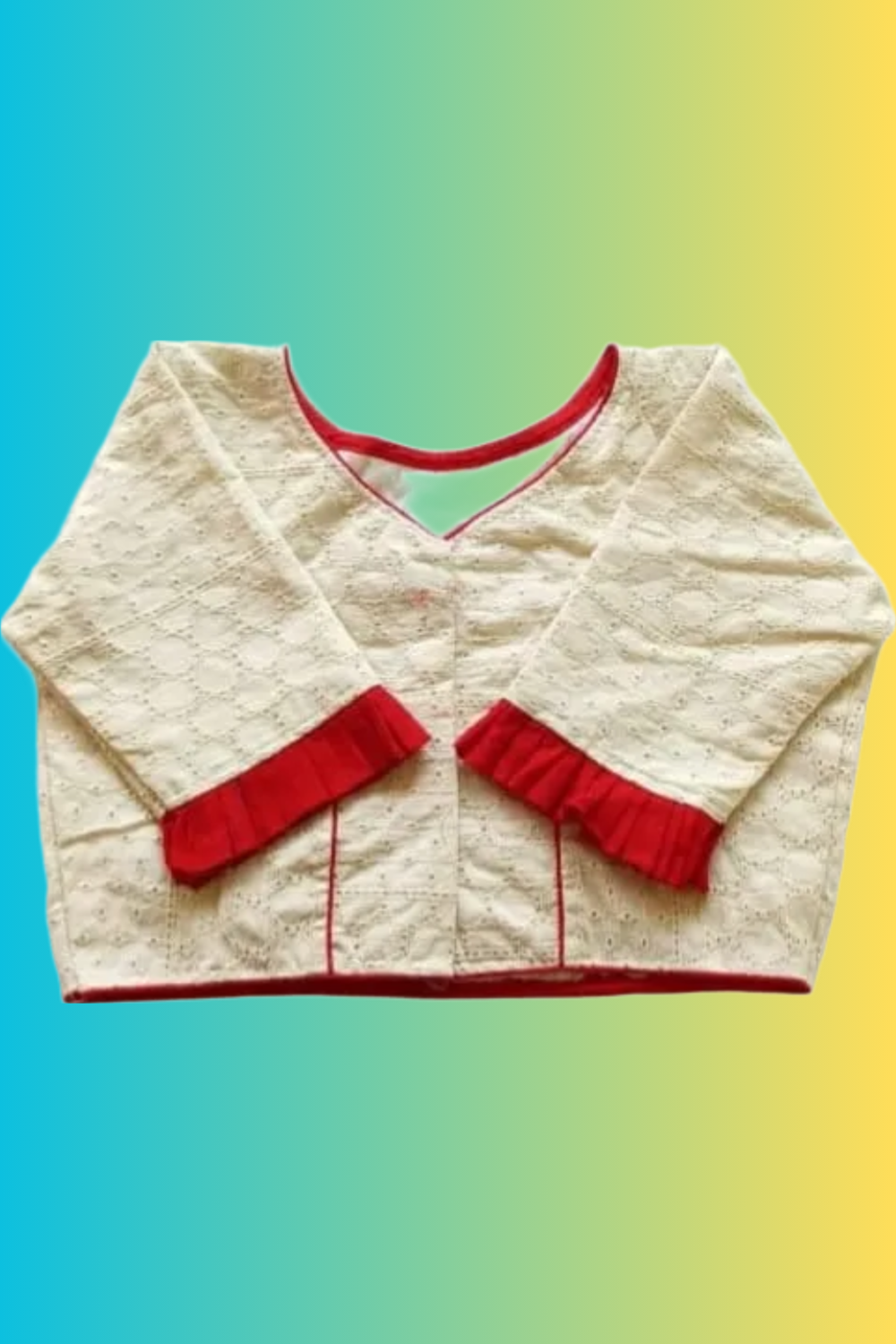 Off White Cotton Hakoba Durga Embroidery Blouse