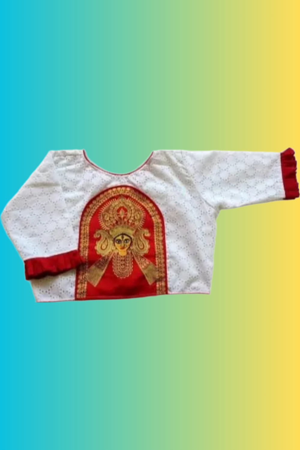 White Cotton Hakoba Durga Embroidery Blouse