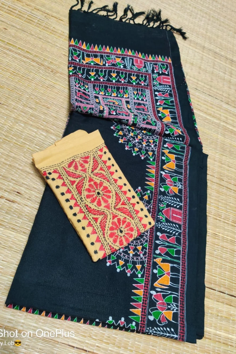 Ethnic Madhubani Printed Khadi Cotton Saree