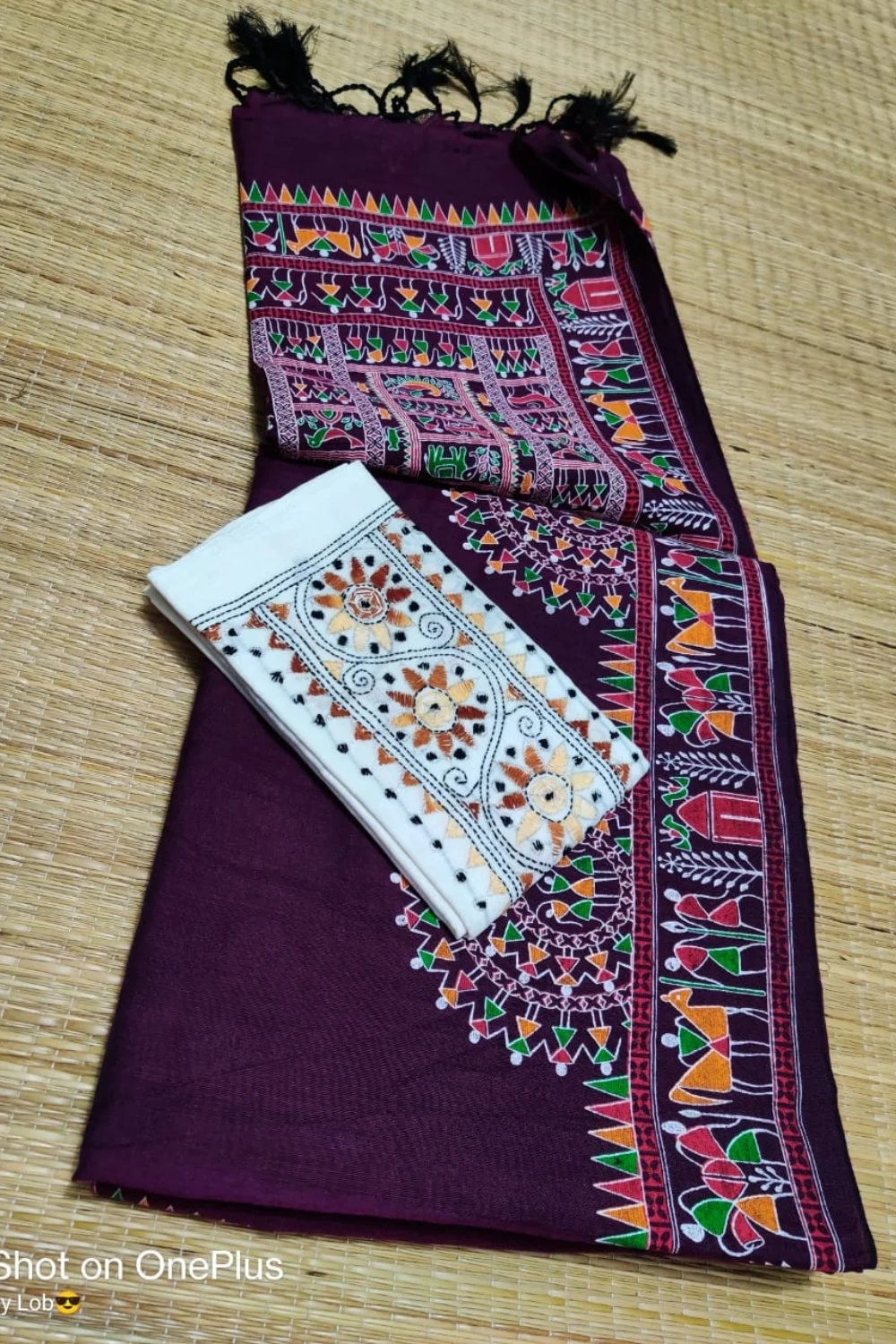 Finest Madhubani Printed Khadi Cotton Saree