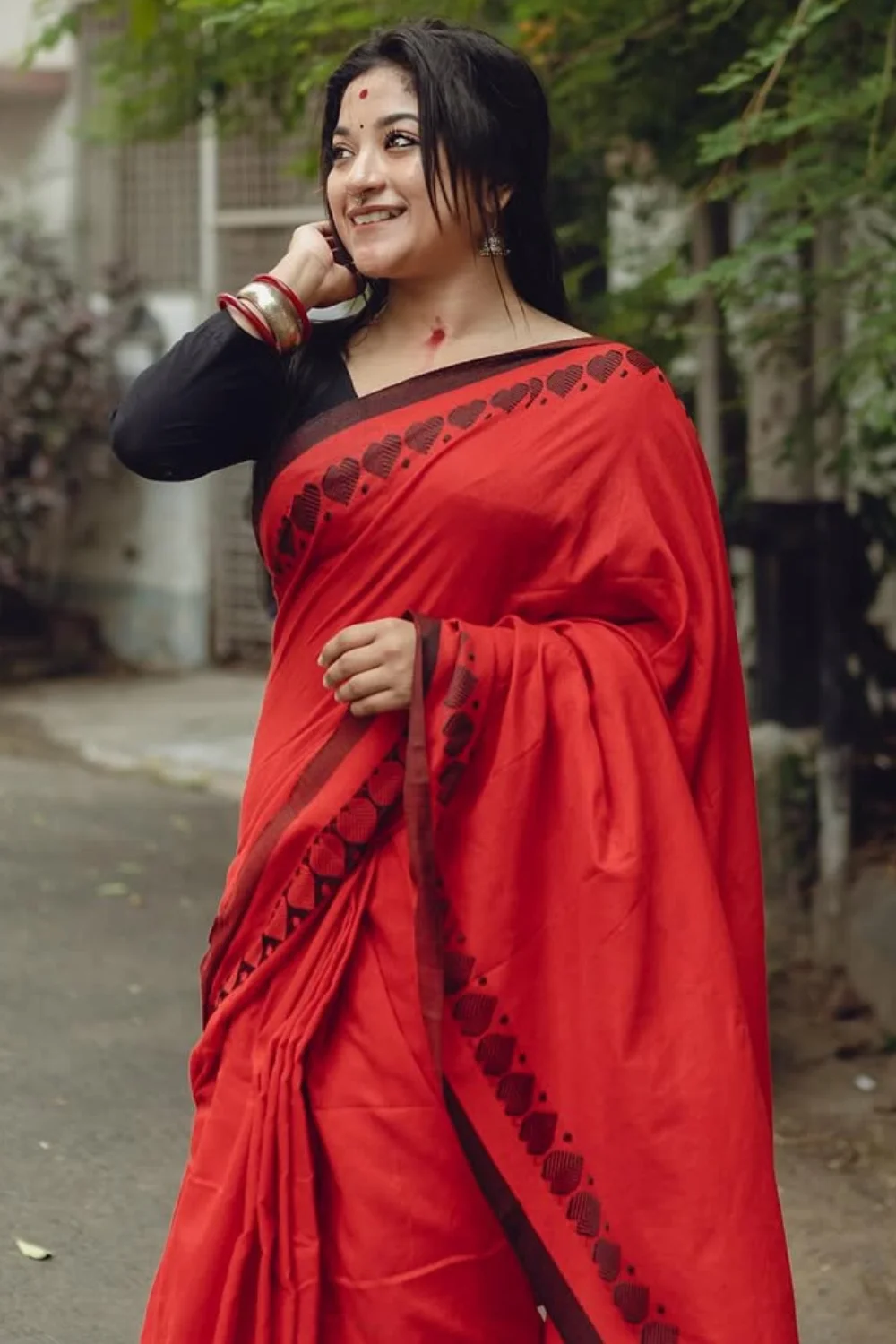 Red Handloom Cotton Saree