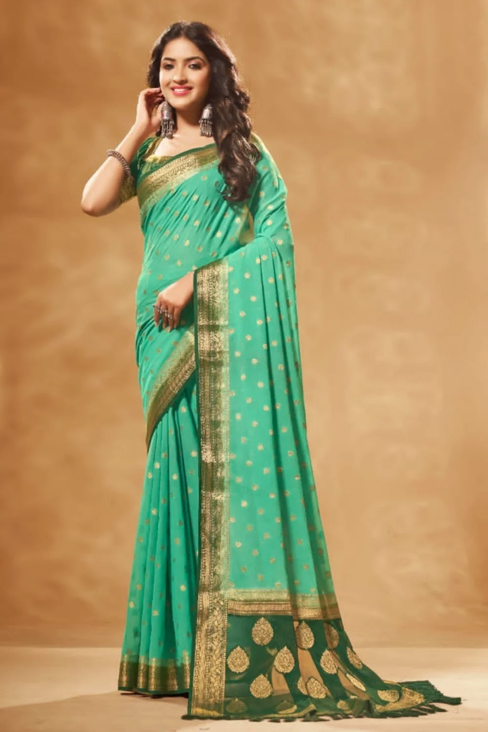 Green Soft Georgette Silk Saree