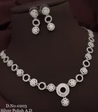 Amazing Silver Polished AD Necklace
