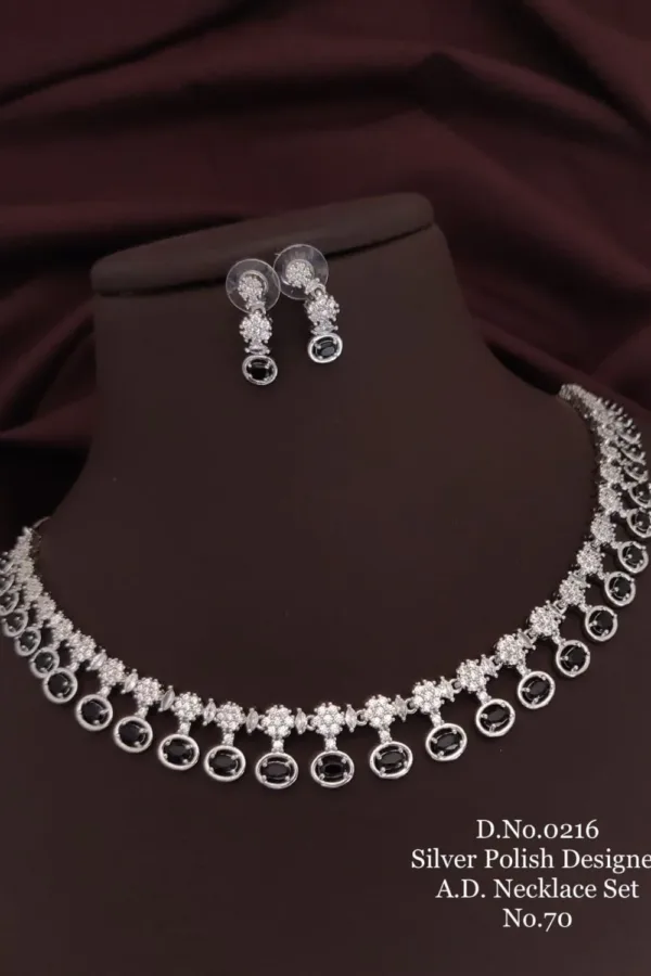 Classic Silver Polished Designer AD Necklace